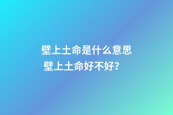 壁上土命是什么意思? 壁上土命好不好？